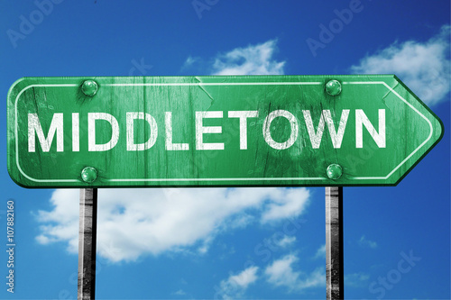 middletown road sign , worn and damaged look photo