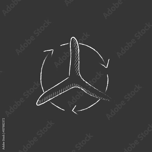 Windmill with arrows. Drawn in chalk icon.
