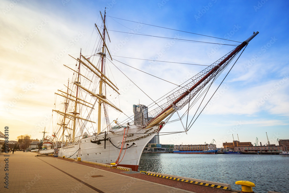 Fototapeta premium Shipyard in Gdynia city at Baltic Sea, Poland