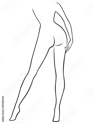 Graceful female body, view from the back