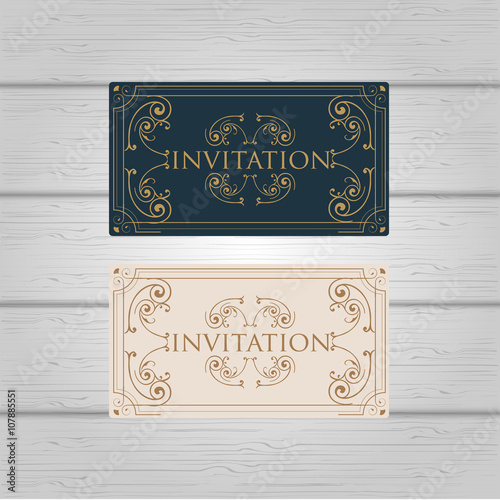 Vintage Ornament  wedding invitation design Template