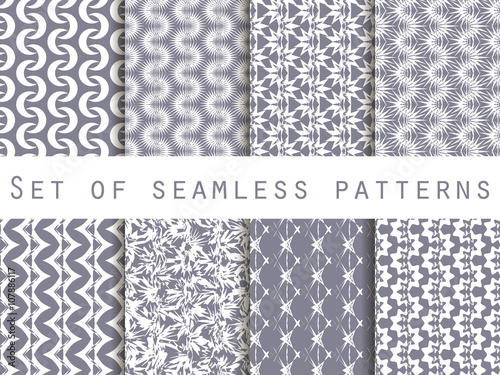 Set of seamless patterns with geometric shapes. The pattern for wallpaper, tiles, fabrics and designs. Vector illustration.