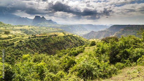 Panorama view in Simien mountains national park, Ethiopia photo