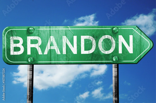 Fotografie brandon road sign , worn and damaged look