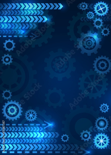 Abstract technical background. Future, gear, wheel, metal. Vector illustration.