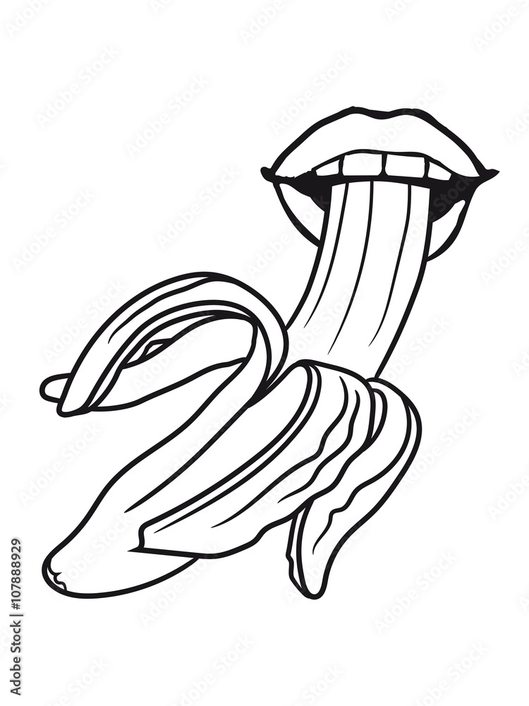 open peeled banana eating delicious sexy hot blow girl hot hot suck swallow oral lips penis sex Stock Illustration Adobe Stock