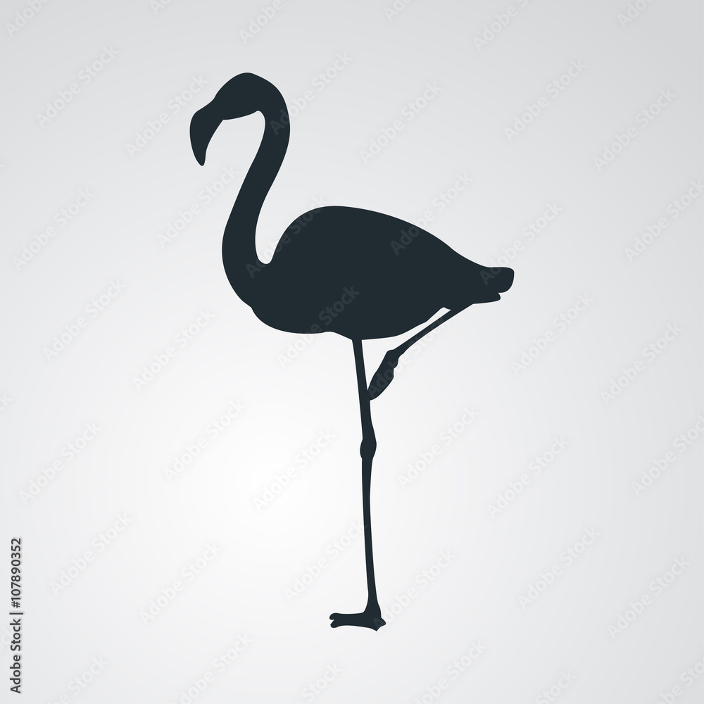 Icono plano silueta flamingo en fondo degradado