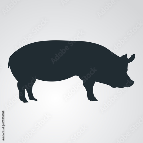 Icono plano silueta de cerdo en fondo degradado #1