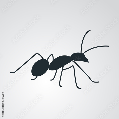 Icono plano silueta de hormiga en fondo degradado #1