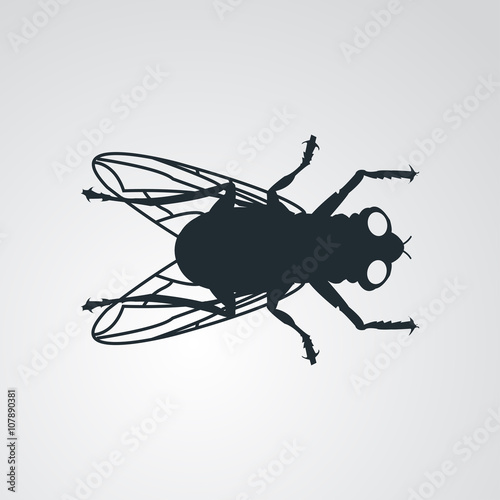 Icono plano silueta de mosca en fondo degradado