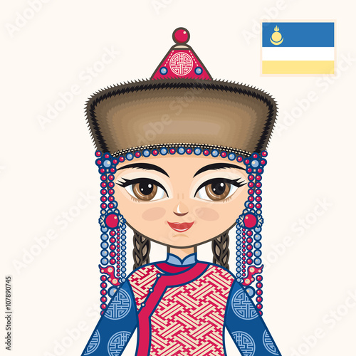 The girl in Buryat dress. Historical clothes. Buryatia. Portrait. Avatar. photo