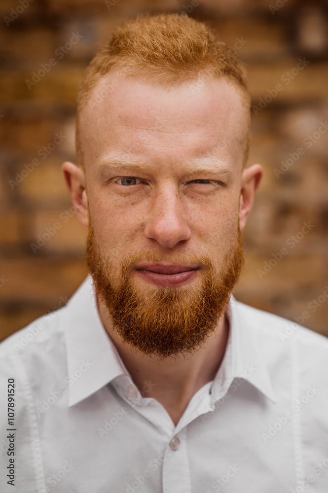 Fototapeta premium portrait of young red hair man with beard