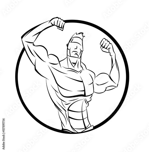 Bodybuilder from the front double biceps. 