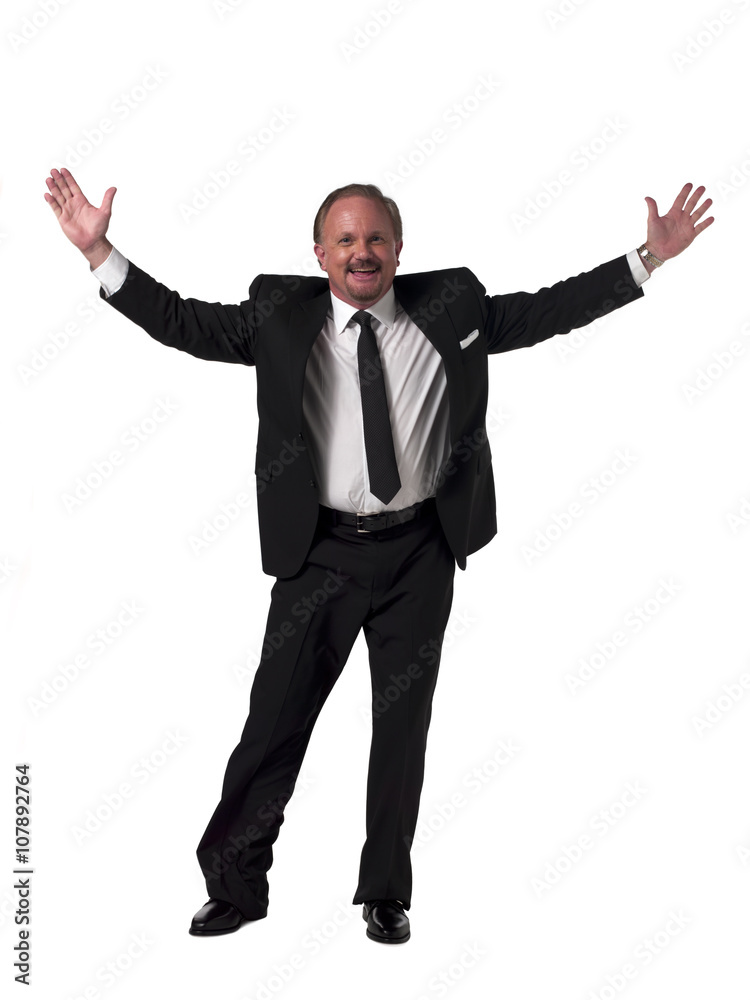 mature businessman with arms outstretched. mature businessman with arms outstretched.