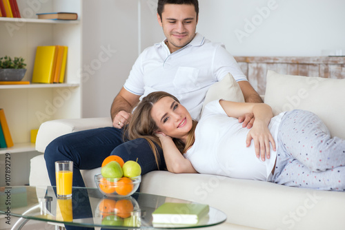 pregnant , family, husband, fruit