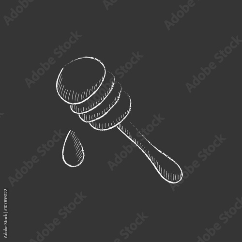 Honey dipper. Drawn in chalk icon.