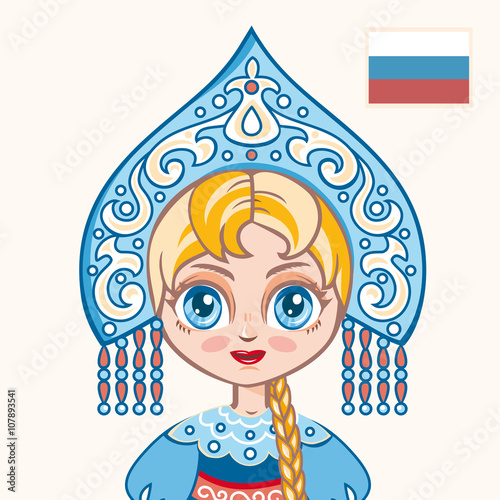 The girl in Russian dress. Historical clothes. Russia. Portrait. Avatar.