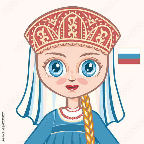 The girl in Russian dress. Historical clothes. Russia. Portrait. Avatar.