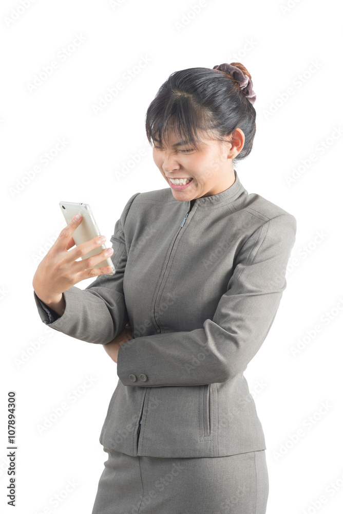Asian office worker series : Upset with phone call Asian office worker series : Upset with phone call
