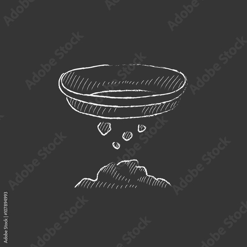 Bowl for sifting gold. Drawn in chalk icon.
