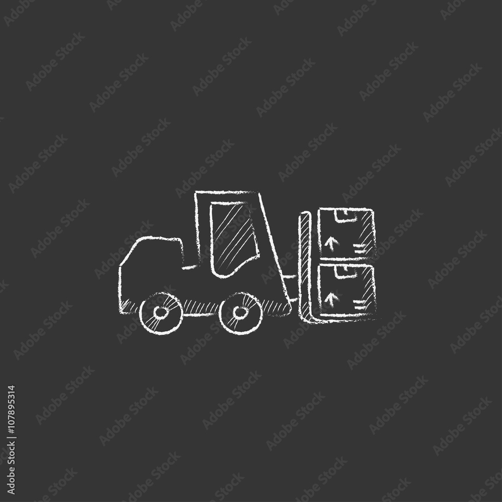Forklift. Drawn in chalk icon. Forklift. Drawn in chalk icon.