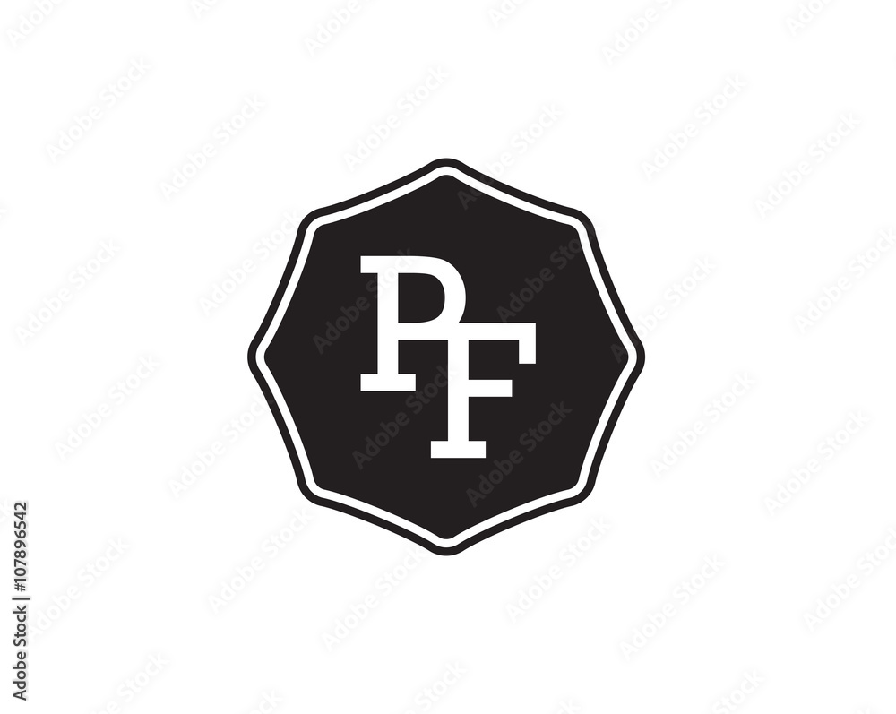 Obraz premium PF retro initial monogram letter logo. vintage label typography.
