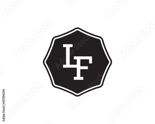 LF retro initial monogram letter logo. vintage label typography.