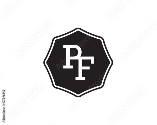 PF retro initial monogram letter logo. vintage label typography.