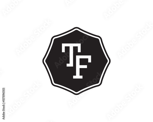 TF retro initial monogram letter logo. vintage label typography.