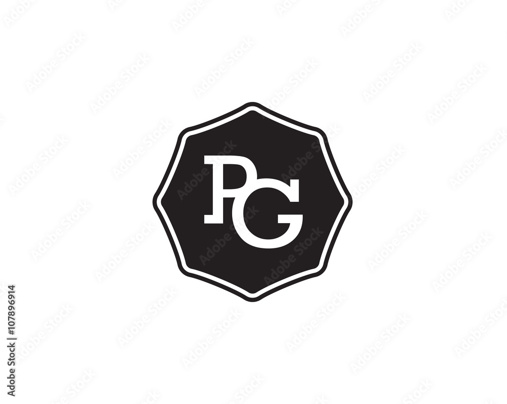 Pg Retro Initial Monogram Letter Logo Vintage Label Typography Stock Vector Adobe Stock