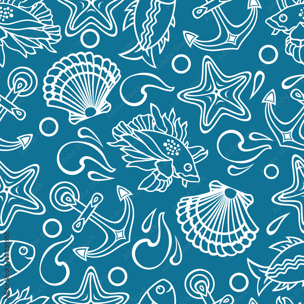 Marine pattern. Seamless. Marine pattern. Seamless.