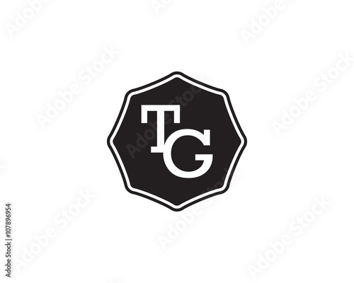 TG retro initial monogram letter logo. vintage label typography.