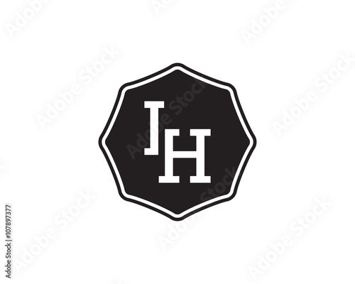 IH retro initial monogram letter logo. vintage label typography.