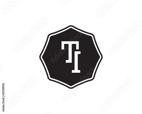 TI retro initial monogram letter logo. vintage label typography .