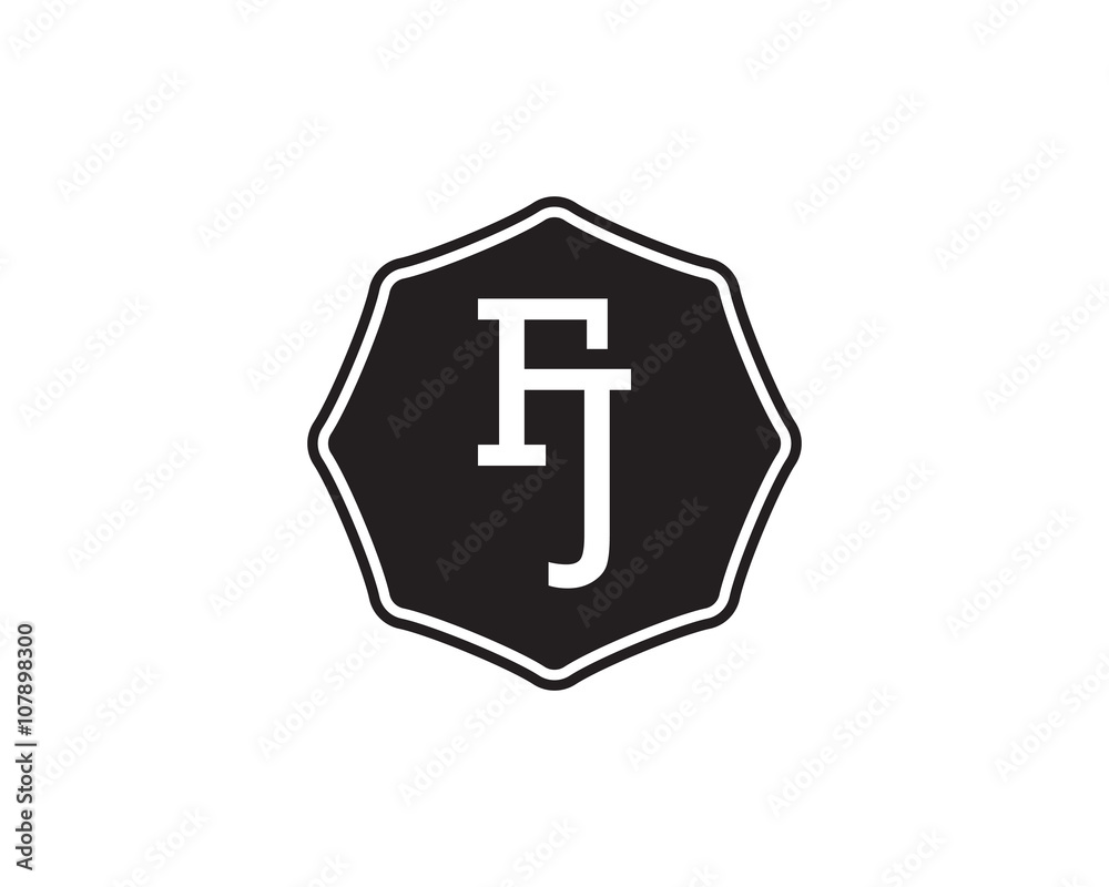 Fototapeta premium FJ retro initial monogram letter logo. vintage label typography .