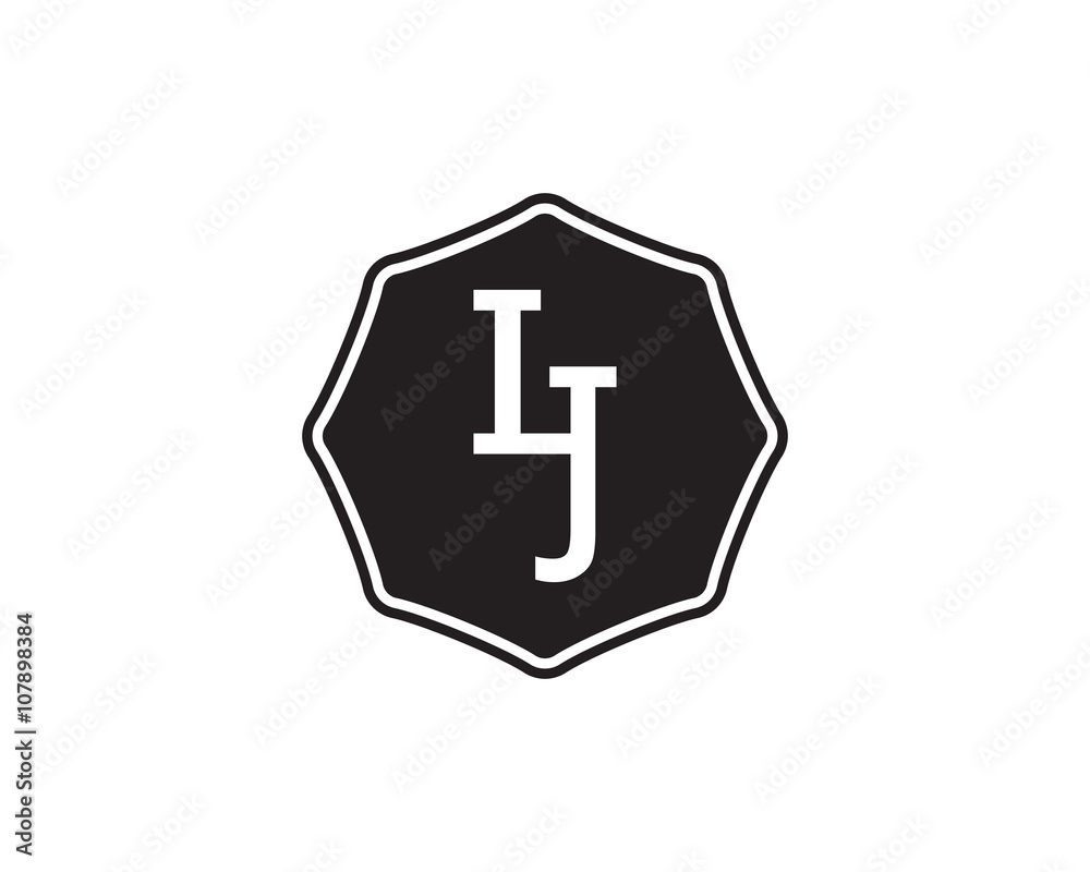 Fototapeta premium IJ retro initial monogram letter logo. vintage label typography .