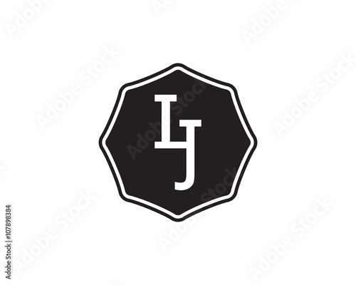 IJ retro initial monogram letter logo. vintage label typography .