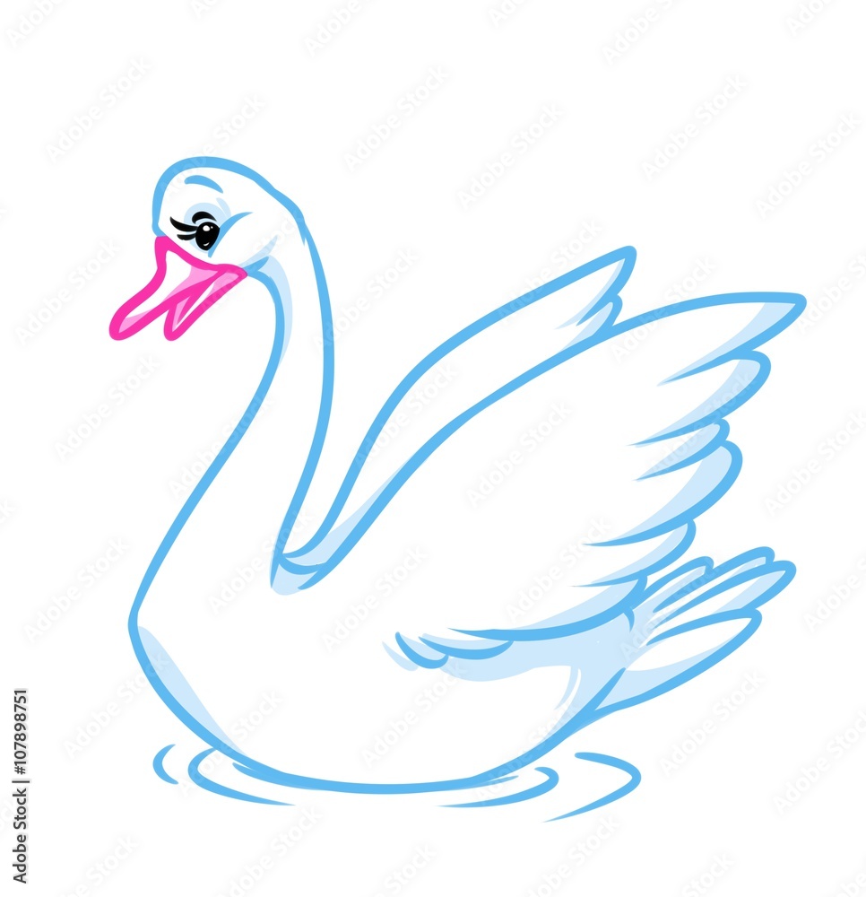 Fototapeta premium White Swan animal character cartoon illustration 