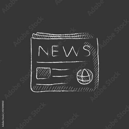 Newspaper. Drawn in chalk icon.