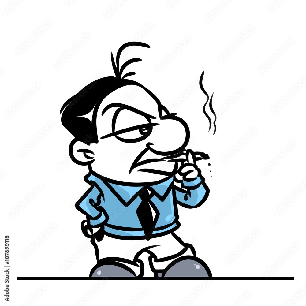Man smoker cartoon illustration image character