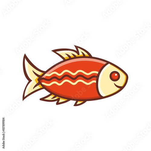 Fish. Fish Icon. Colored drawing. 