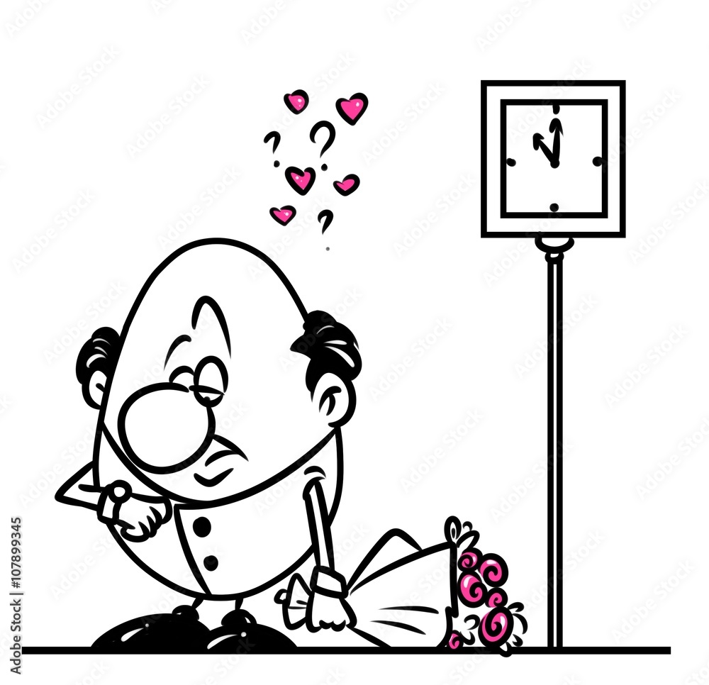Man amorous meeting late cartoon illustration
