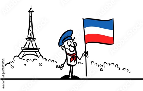 Photography France Paris Eiffel Tower flag cartoon illustration