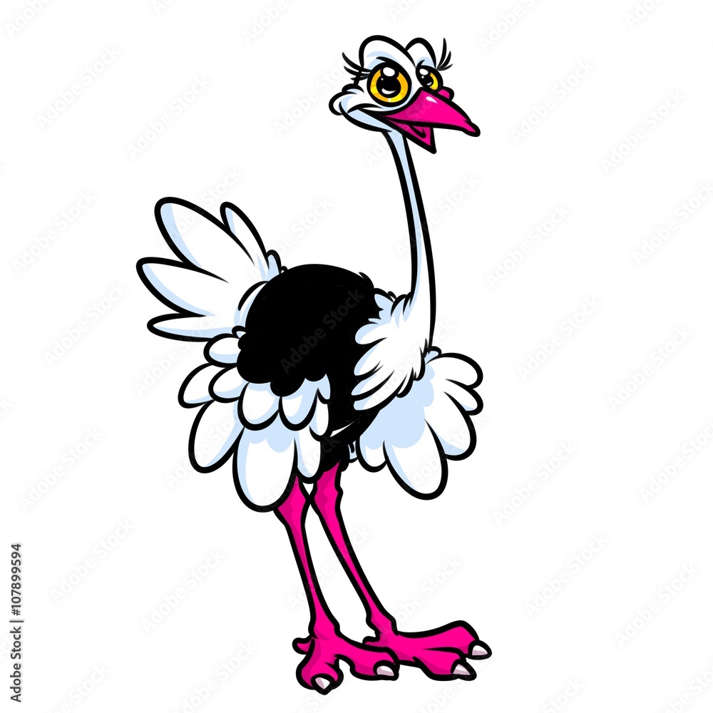 Funny ostrich cartoon illustration Funny ostrich cartoon illustration big  bird Stock Illustration | Adobe Stock