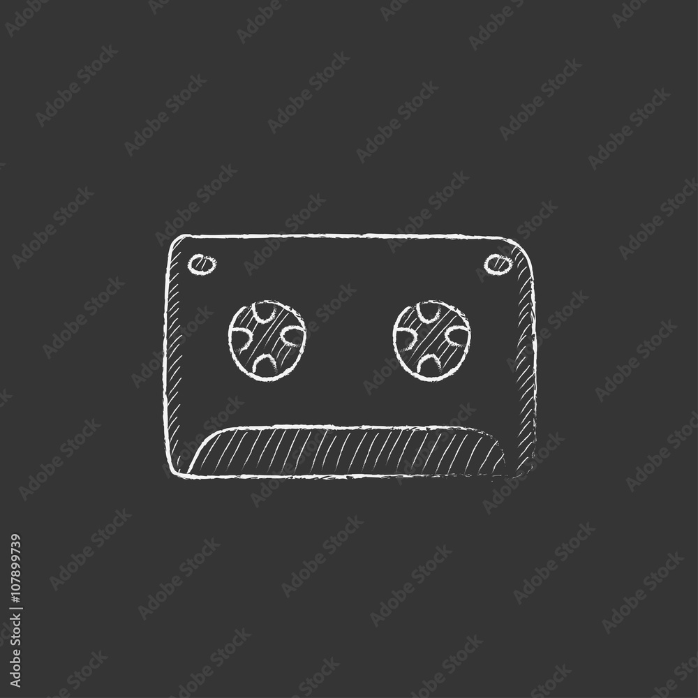 Cassette tape. Drawn in chalk icon. Cassette tape. Drawn in chalk icon.