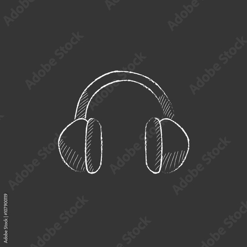 Headphone. Drawn in chalk icon.