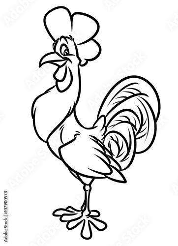 Rooster coloring page cartoon illustration isolated image character