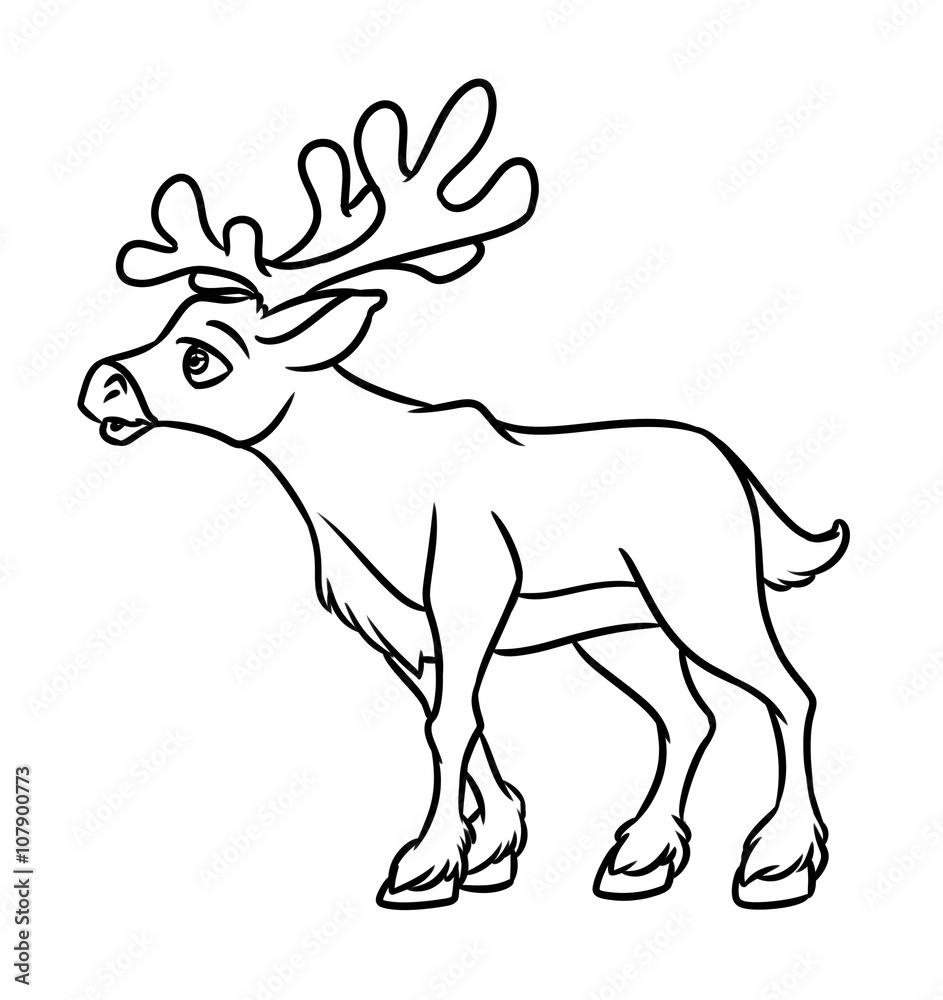 Deer contour Coloring Page animal illustration