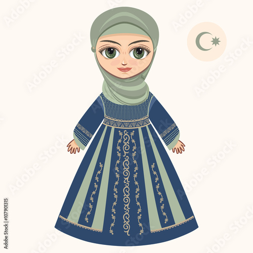 The girl in muslim dress. Historical clothes. 