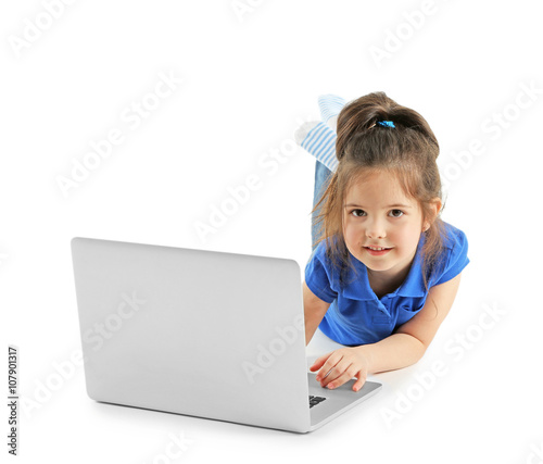 Little girl with laptop iso...